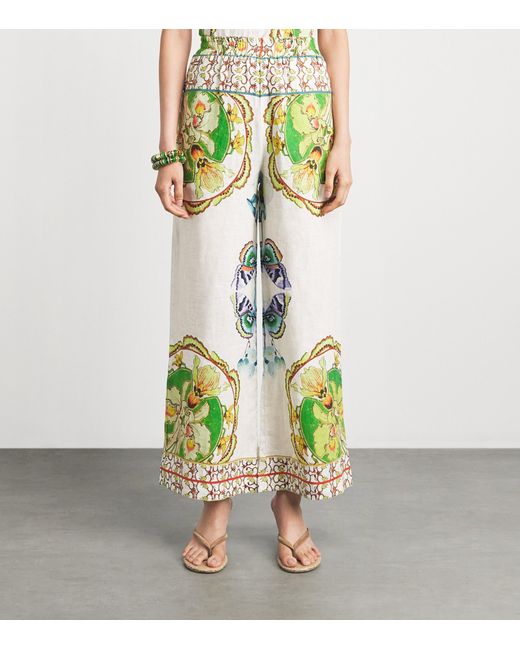 Lug Von Siga Green Printed Madison Wide-Leg Trousers