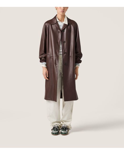 Miu Miu Brown Nappa Leather Coat