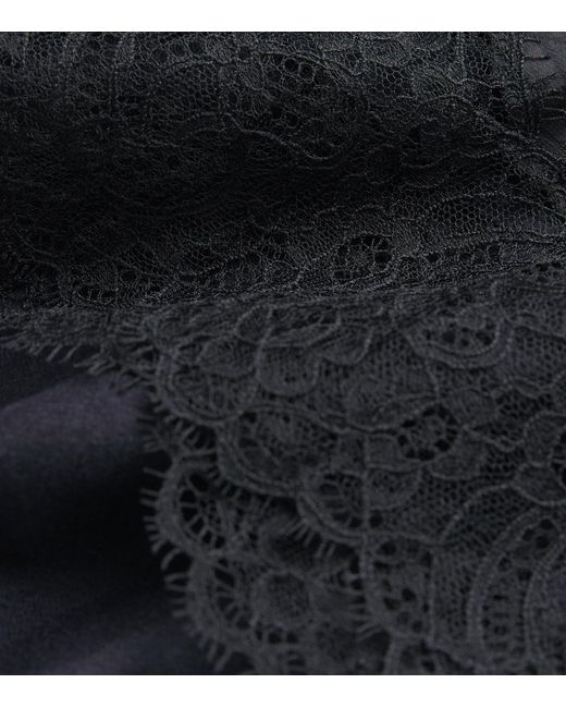 Carven Black Lace-Trim Midi Skirt