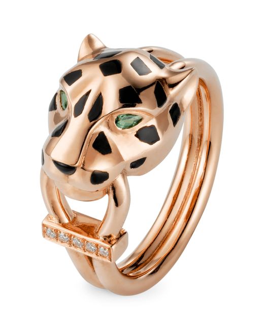Cartier Metallic Diamond, Tsavorite And Onyx Panthère De Ring
