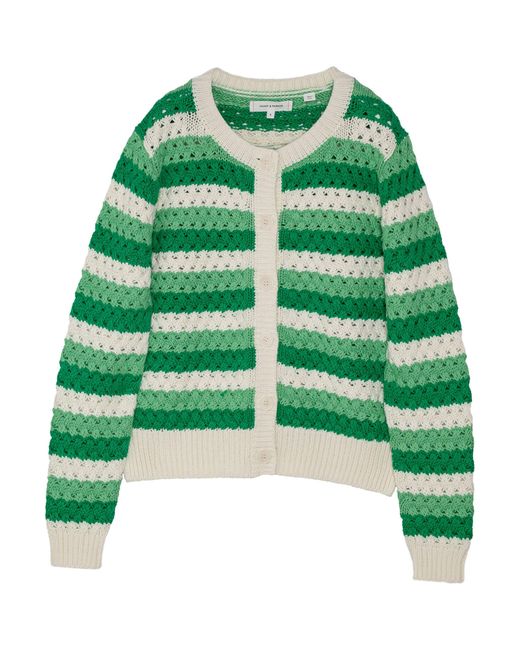 Chinti & Parker Green Crochet Striped Cardigan