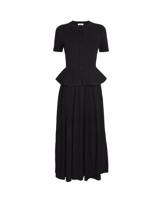 Sandro Black Knitted Peplum Maxi Dress