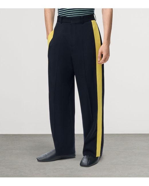 Loewe Blue Wool-Blend Stripe Trousers for men