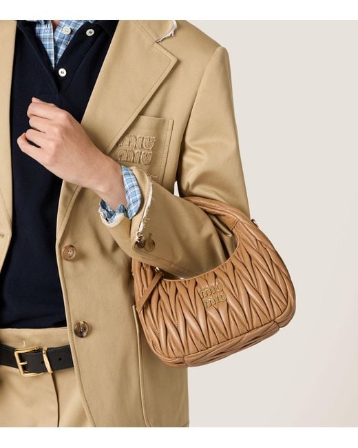 Miu Miu Brown Matelassé Leather Wander Top-Handle Bag