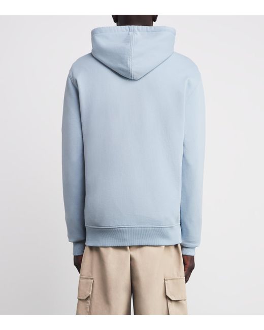 AMI Blue Cotton Embroidered Ami De Coeur Logo Hoodie for men