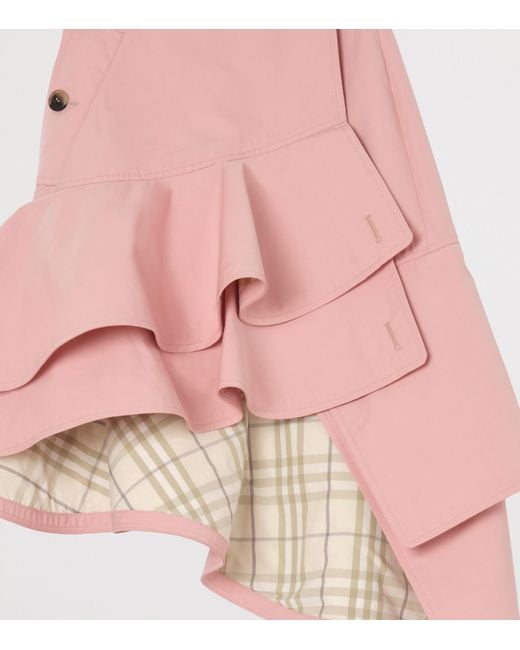 Burberry Pink Gabardine Trench Asymmetric Midi Skirt