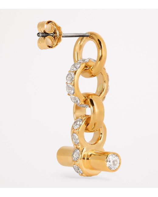 Tilly Sveaas Metallic Plated Crystal T-Bar Earrings