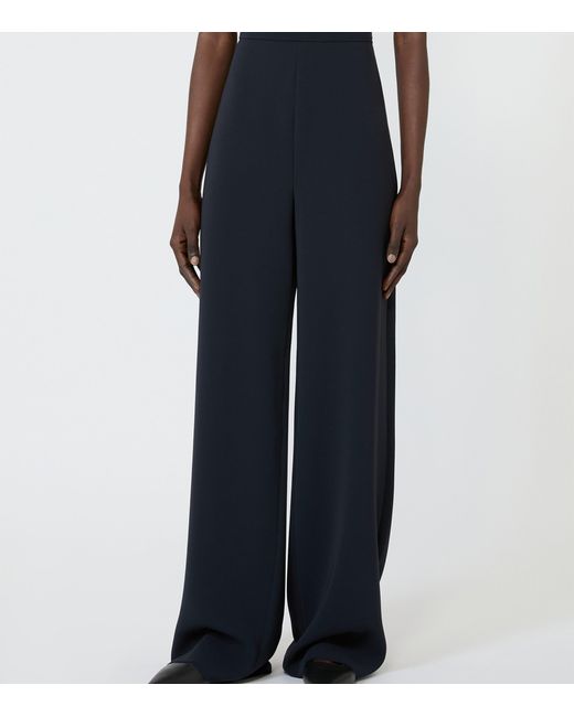 Max Mara Blue Cady Wide-Leg Trousers