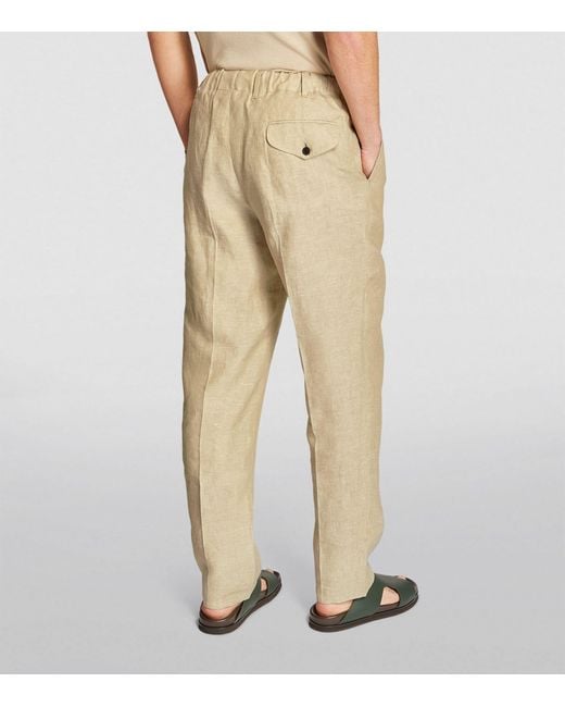 FIORONI CASHMERE Natural Linen Drawstring Trousers for men