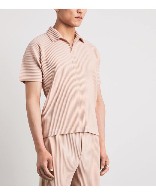 Homme Plissé Issey Miyake Pink Pleated Polo Shirt for men