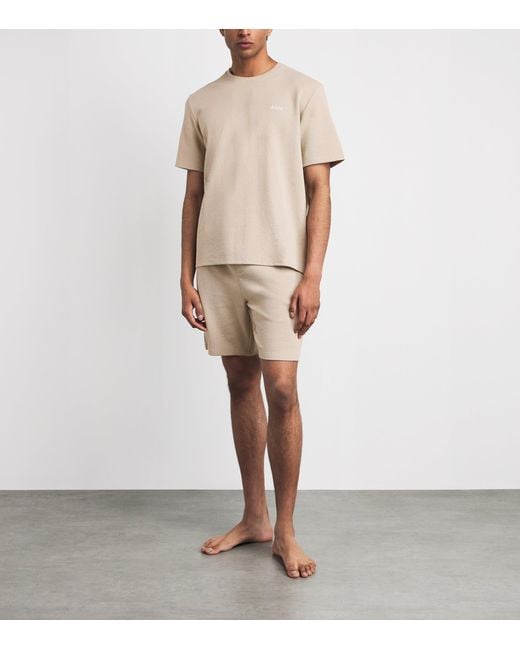 Boss Natural Cotton-Blend Waffle-Knit Shorts for men
