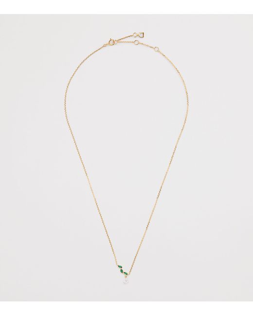 Astrid & Miyu Metallic Diamond And Emerald Necklace