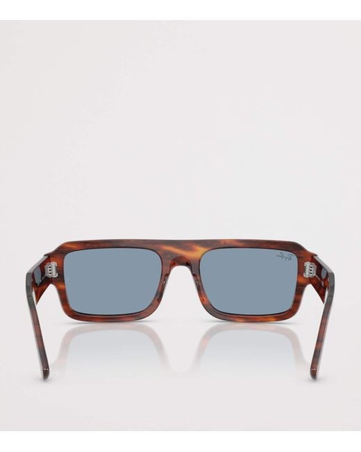 Ray-Ban Blue Tortoiseshell Flacko Rectangular Sunglasses