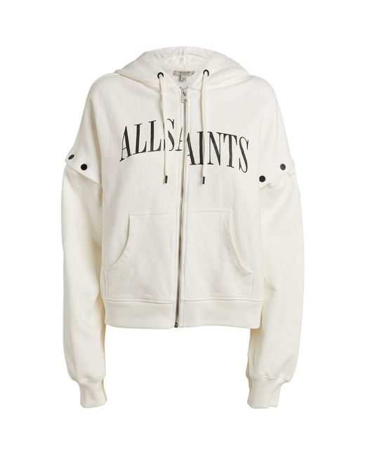 AllSaints Amphia Zip-up Hoodie in White | Lyst Canada