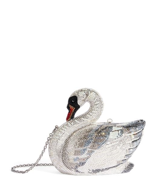 Judith Leiber White Odette Swan Clutch Bag
