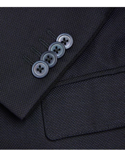Corneliani Blue Hopsack Wool Blazer for men