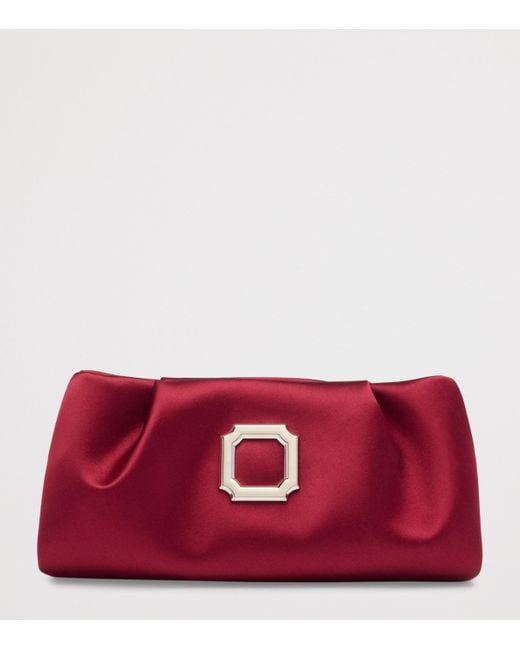 Malone Souliers Red Satin Vittoria Soft Clutch Bag