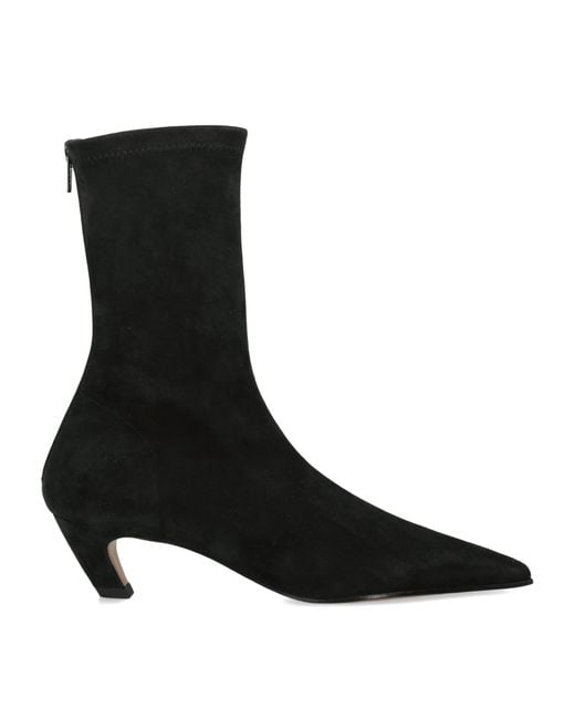 Khaite Black Suede Arizona Ankle Boots 40