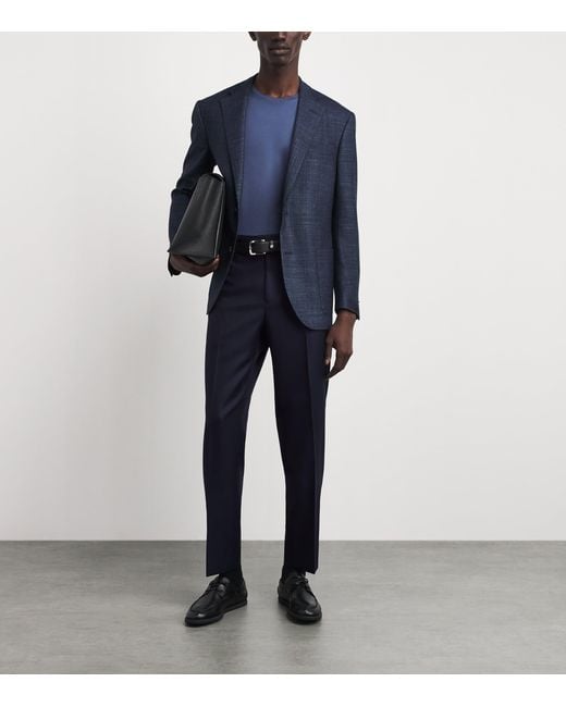 Corneliani Blue Virgin Wool Slim Trousers for men