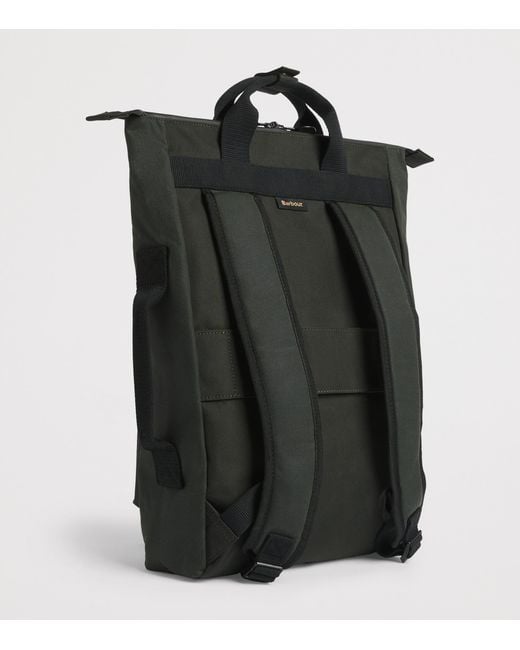 Barbour Black Waxed Cotton Field Backpack for men