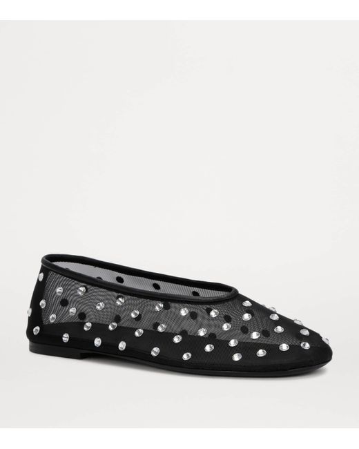 Khaite Black Mesh Crystal-Embellished Marcy Ballet Flats