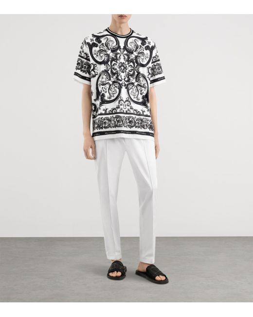 Dolce & Gabbana Black 'Maiolica' Print T-Shirt for men