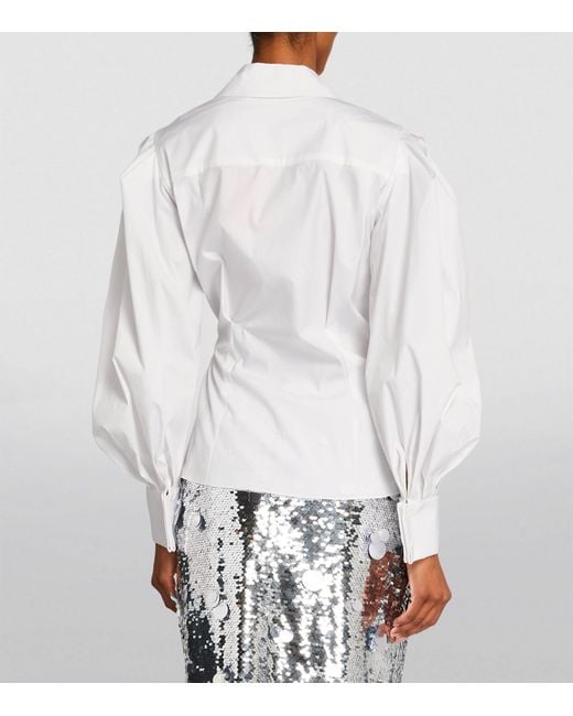 Carolina Herrera White Puffed-sleeve Wrap Shirt