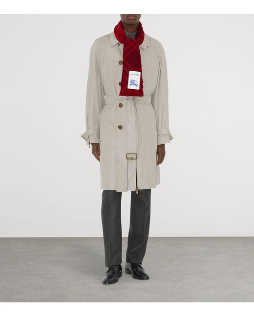 Burberry Red Wool-Silk Wide Check Scarf