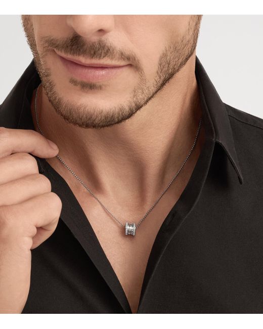 BVLGARI White And Diamond B.Zero1 Pendant Necklace