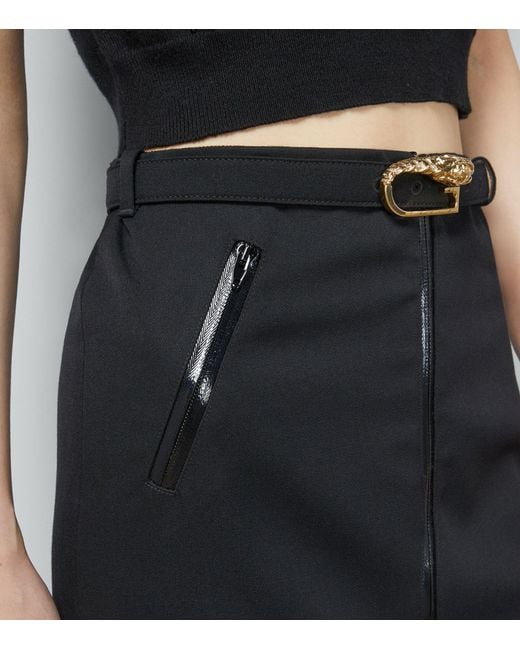 Gucci Black Wool Belted Pencil Skirt