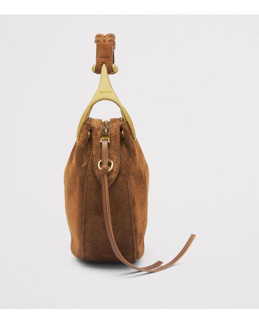 McQueen Brown Mini Suede Wishbone Top-Handle Bag