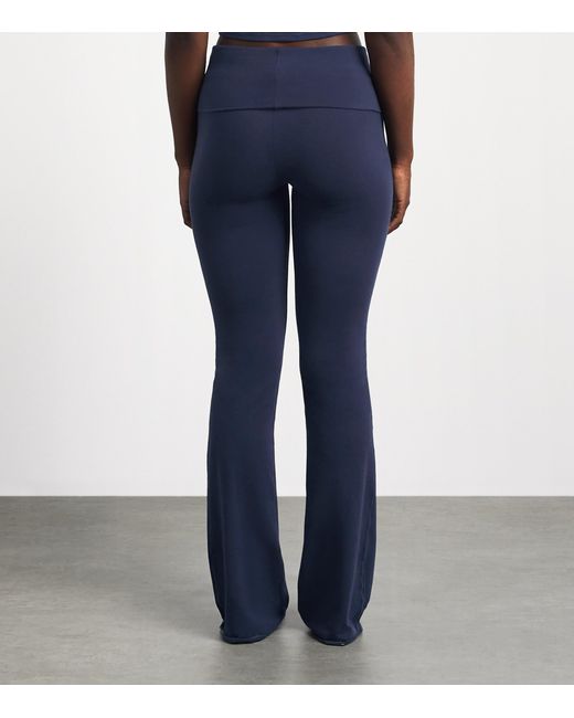 Skims Blue Cotton Jersey Foldover Trousers