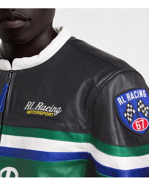 Polo Ralph Lauren Green Leather Café Racer Jacket for men