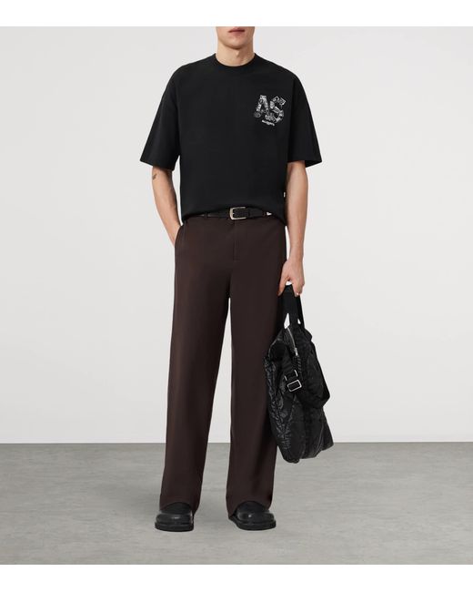 AllSaints Black Organic Cotton Mixtape T-Shirt for men
