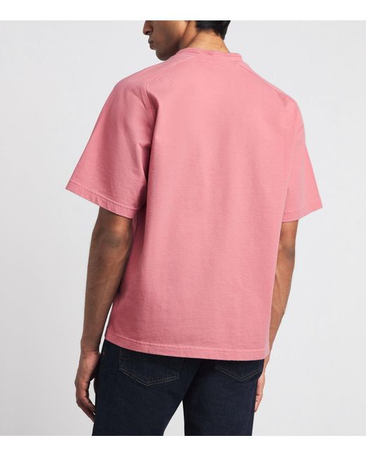 Stone Island Pink Organic Cotton Old Effect T-Shirt for men