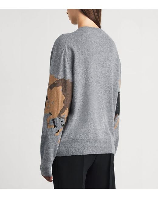 Stella McCartney Gray Wool Horse Jacquard Sweater