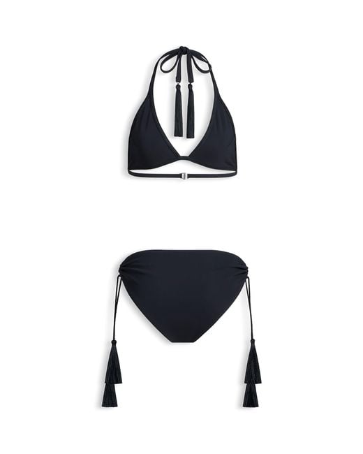 Alaïa Black Tassel-Tie Triangle Bikini