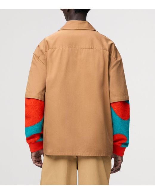Loewe Brown Cotton-Blend Zip-Up Shirt for men