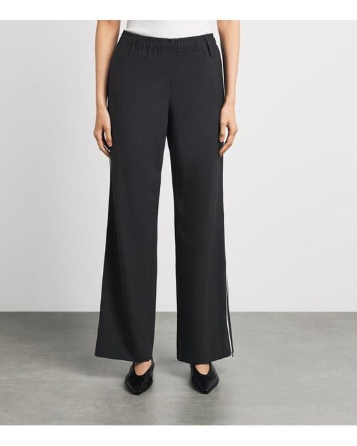 Herskind Black Pinstripe Davi Wide-Leg Trousers