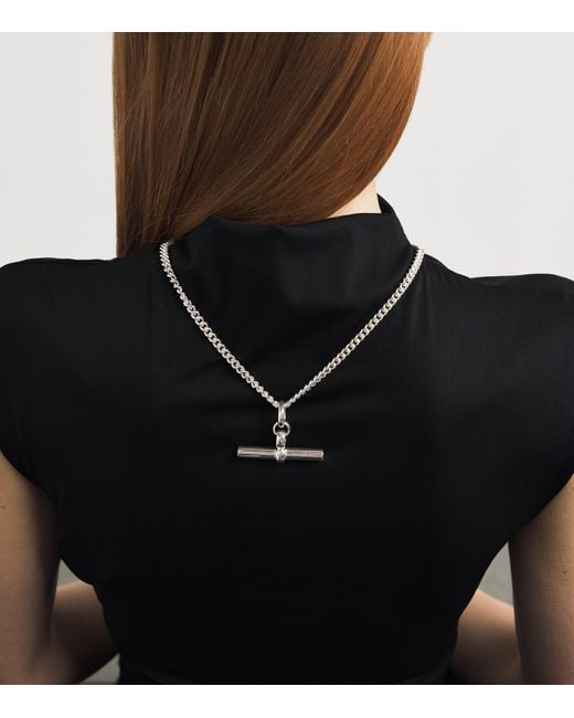Tilly Sveaas White Sterling Giant T-Bar Curb-Link Chain Necklace