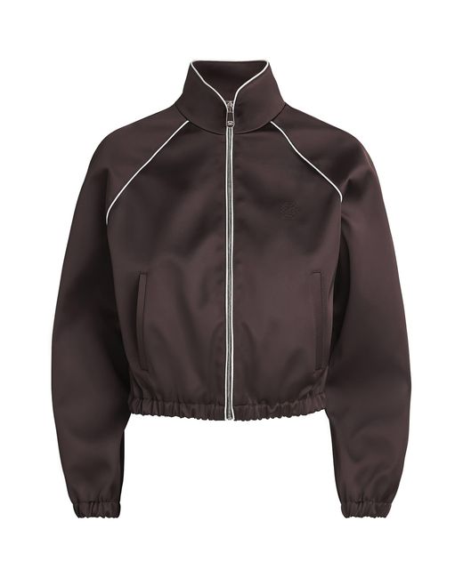 Sandro Brown Satin Cropped Bomber Jacket