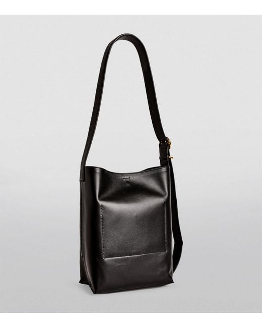 Jil Sander Black Leather Cannolo Tote Bag