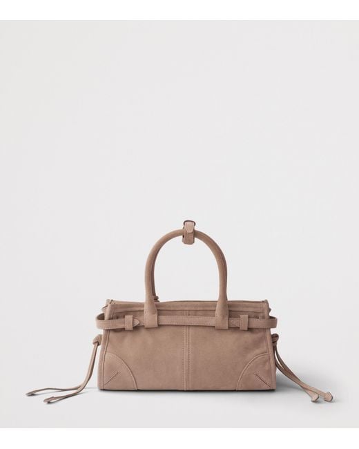 Prada Brown Mini Suede Bonnie Top-Handle Bag