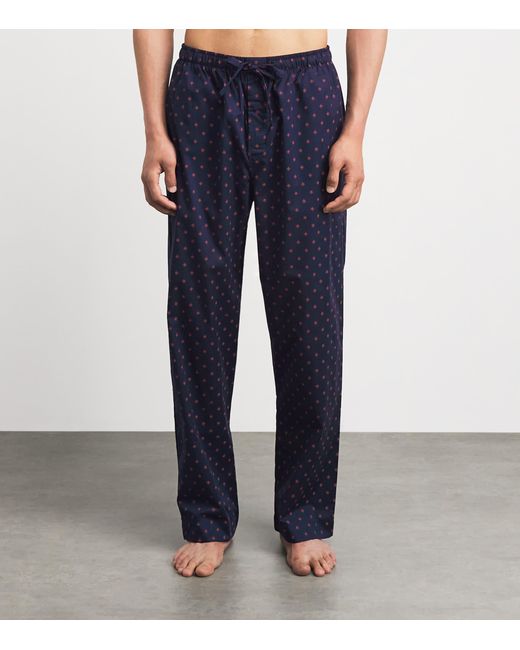 Derek Rose Blue Cotton Nelson Lounge Trousers for men