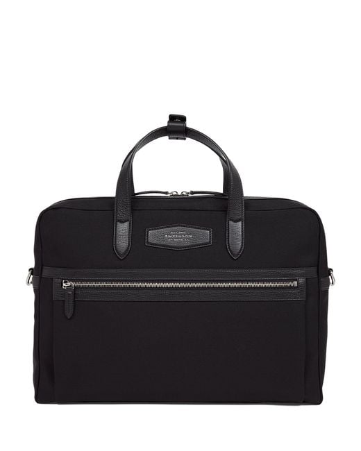Smythson Black Slim Canvas Norton Briefcase for men