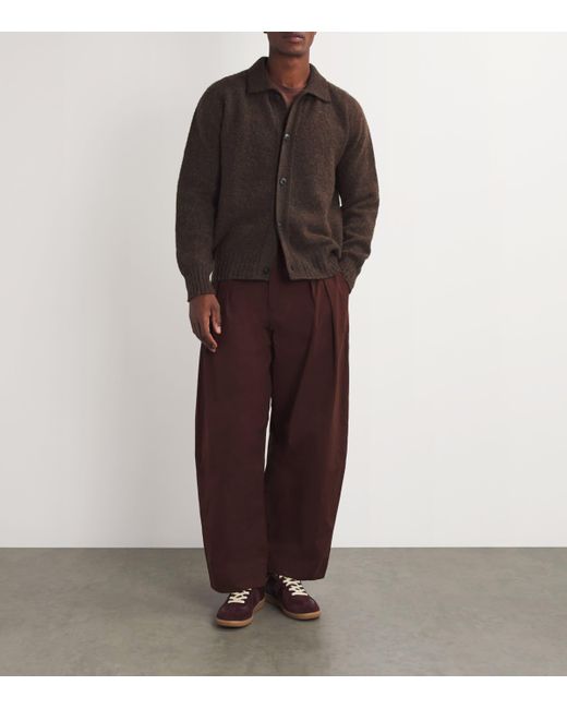 Sunspel Brown Brushed Wool Shetland Cardigan for men