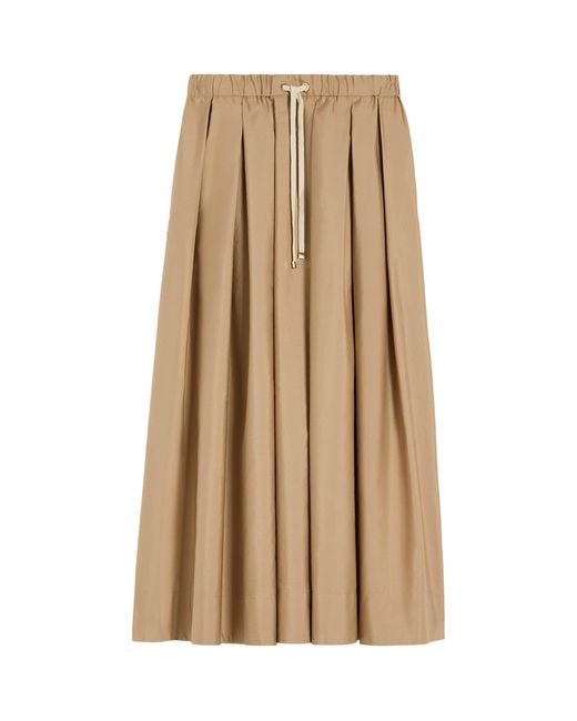 Max Mara Natural Cotton Pleated Pineta Midi Skirt