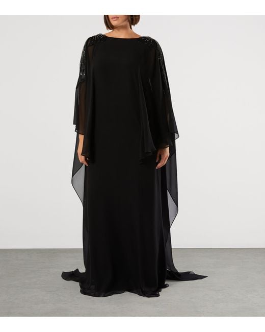 Marina Rinaldi Black Embellished Caped Gown