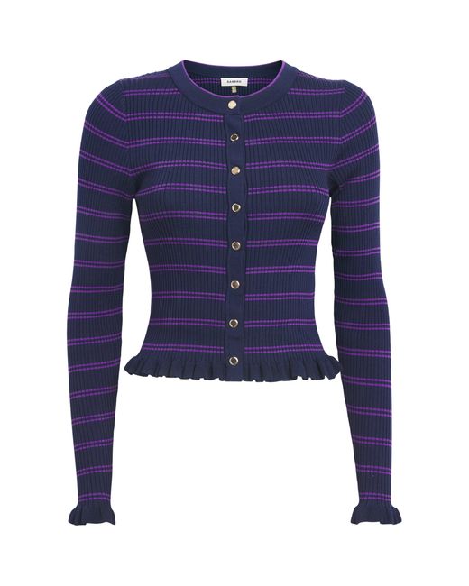 Sandro Blue Knitted Stripe Cardigan
