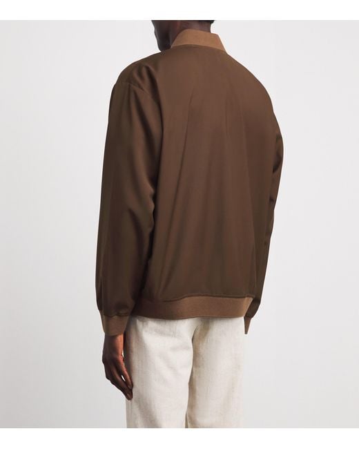 Barena Brown Virgin Wool Bomber Jacket for men